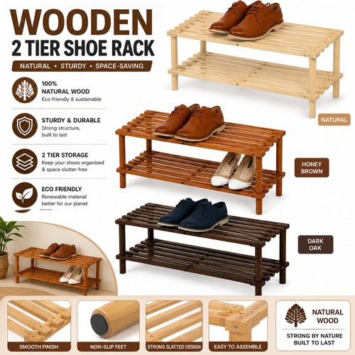 Tier bamboo shoe rack - 2,