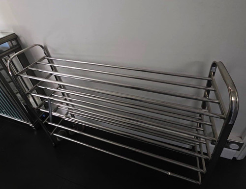 Silver metal shoe rack 1 - silver, rack,