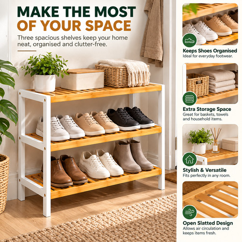 Tier wooden bamboo - 3, shoe