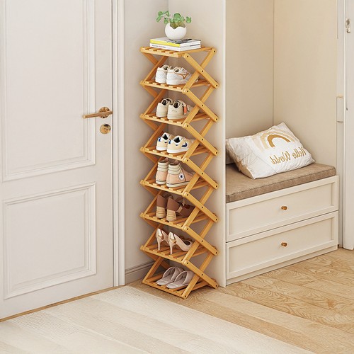 Tier folding bamboo shoe - tier,