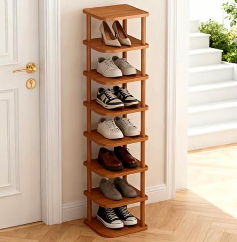Tier corner shoe rack - corner, brown