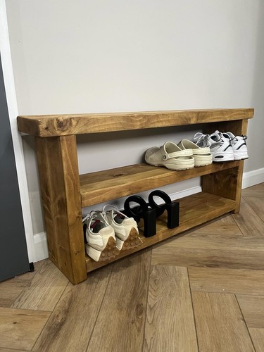 Rustic wooden shoe rack