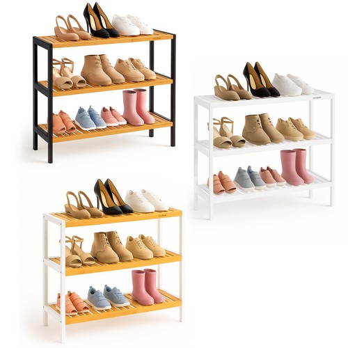 Tier shoe rack bamboo wooden - shoe,